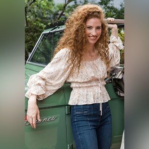 NWT Lucy Paris Rosemary Smocked Top